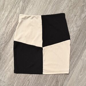 SHEIN Black and Cream Block Pencil Skirt